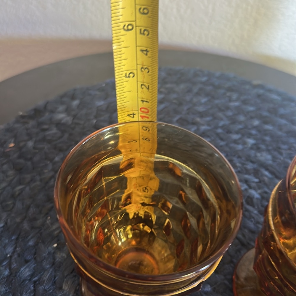 Vintage Amber Whitehall Indiana Glass Footed Goblets 4" Tall - Picture 6 of 6